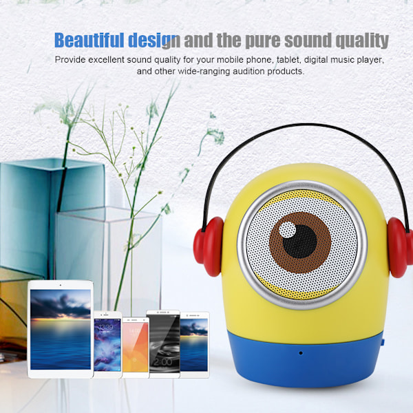 JY-WT Portabel Mini Form för Minions Trådlös Bluetooth Högtalare Inbyggt 500mAh Litiumbatteri