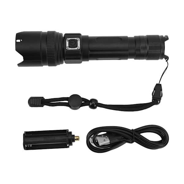 Utomhus Ultra Bright XHP99 LED Ficklampa Typ C USB Uppladdningsbar Zoom Ficklampa