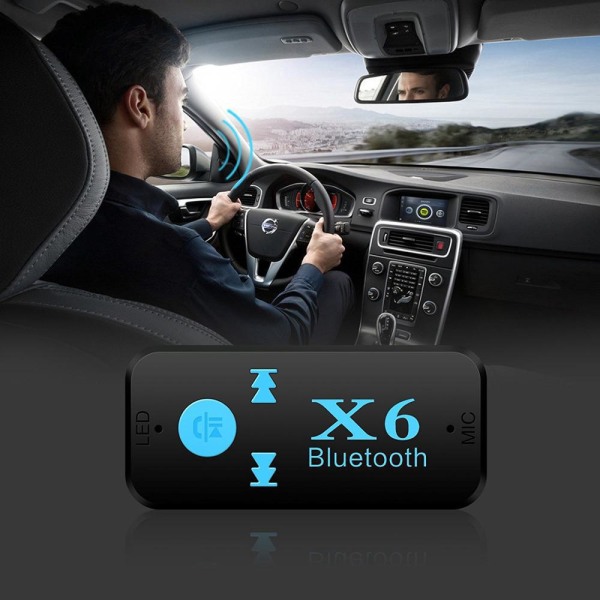 Bluetooth 5.0 musikmottagare för bil/hemstereo, Bluetooth AUX-adapter med volymkontroll, stöd för handsfreesamtal, 15H batteritid