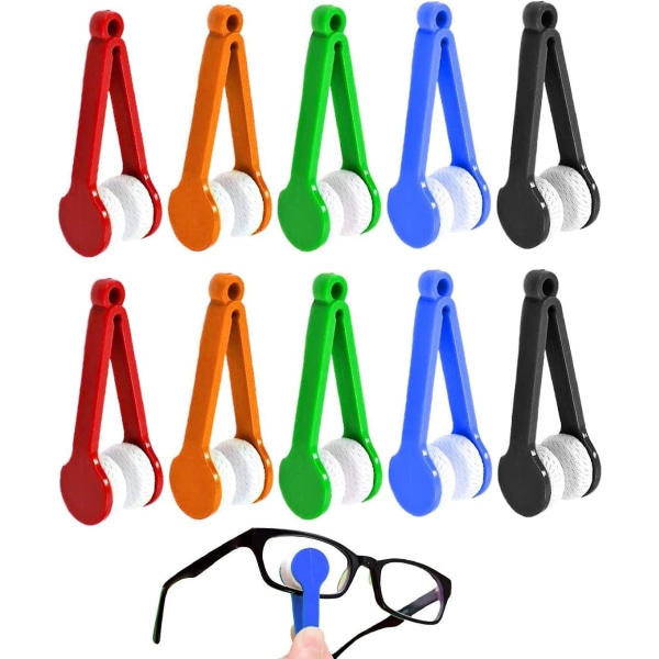 10 kappaleen eriväriset lasit puhdistusharjat aurinkolasit ja lasit Mini Microfiber Cleaner set