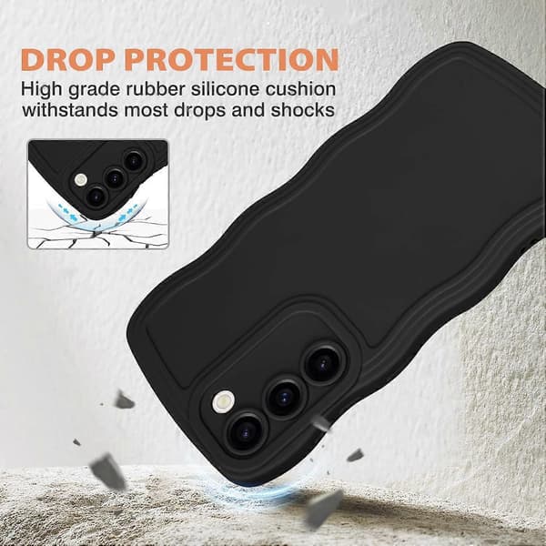 Samsung Galaxy S23 Plus Phone Case, Curly Wavy Frame Liquid Silicone Flexible Soft Shockproof Camera Protection Bumper Cover