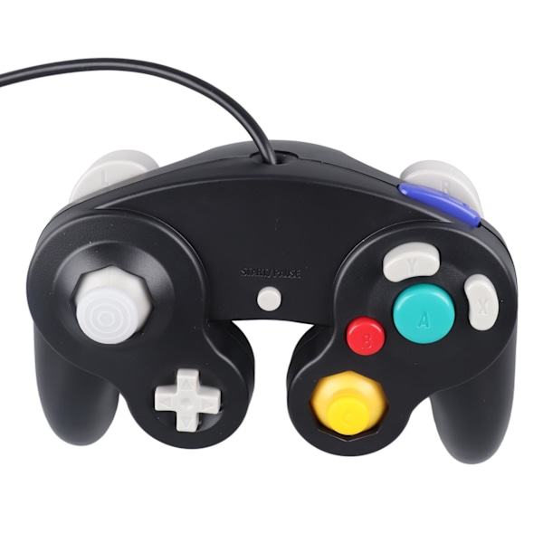 Kablet Spillkontroller Plug and Play Enkeltpunkts Vibrasjons Gamepad Joystick for GC for Wii Svart