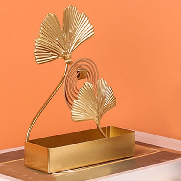 Spiralrøgelseholder Dobbelt Ginkgo Blad Design Røgelse Ophængsbeslag med Bakke til Indendørs og Udendørs Brug