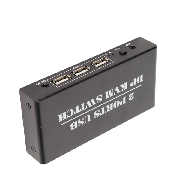 DisplayPort KVM-bryter 2 porter 4K 60Hz Dual Mode Aluminiumlegering Plug and Play KVM-switcher for tastatur mus 100‑240V EU-plugg 100‑240V