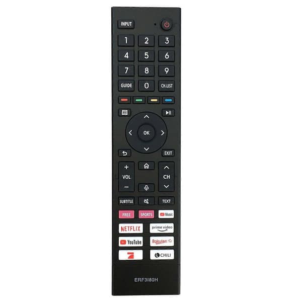 ERF3I80H Plastfjernkontroll for Hisense TV, erstatningsfjernkontroll