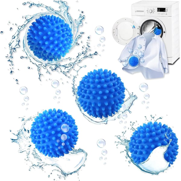 Vaskeballer med 6 stk (blå) for vaskemaskin og tørketrommel, gjenbrukbare baller for rengjøring av klær hjemme