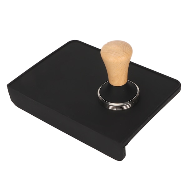 Træ Kaffe Tamper Silikone Kaffe Tamper Måt Sæt med Rustfrit Stål Base til Begyndere Baristaer Sort 51mm Kaffe Tamper