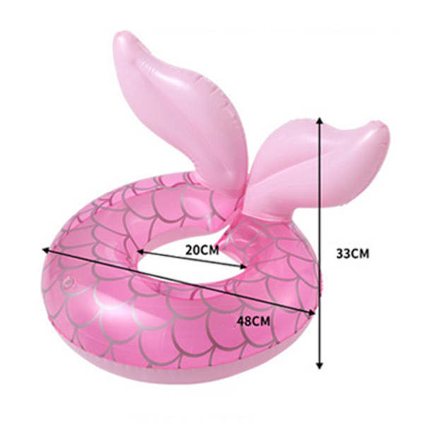 Oppustelig Flyderingsbadering i PVC, Tykkere, Pink Fiskestjert Form, Pool Float Tube Ring til 3-8 År Gamle
