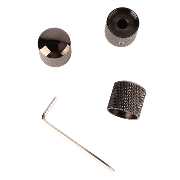 3st gitarr Dubbla staplade knoppar Tonkontroll metallknopp ersättning för elgitarr bas GD107 svart