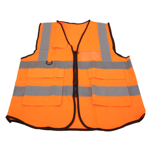 Näkyvyys turvaliivi, jossa on useita taskuja ja vetoketju edessä - Guardian Orange, vedenpitävä