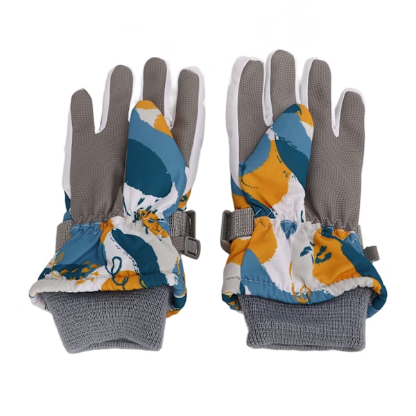 1 Par Barn Varme Hansker Vindtette Vanntette Tykke for Vinter Snø Ski Full Finger Hansker Hvit Gul Blå L