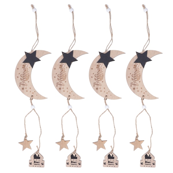 4 stk. Eid Måne Ornament Tre Måne Stjerne Slitesterk Utsøkt Design Tre Måne Stjerne Anheng for Hjemmefest Kontor