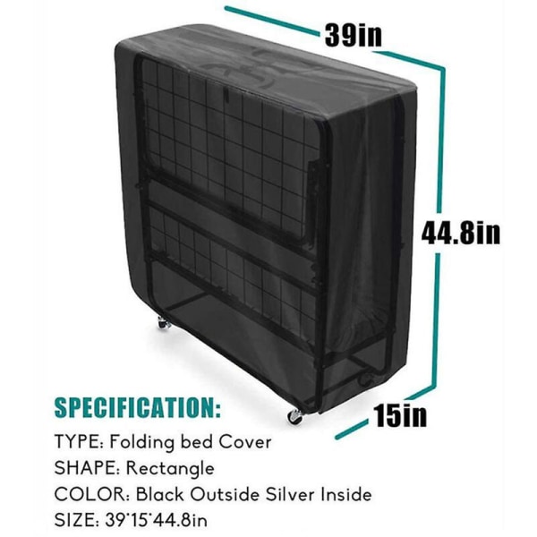 Sammenklappelig sengebetræk Sammenklappelig sengestøvbetræk udendørs lænestolsbetræk sort længde 99 bredde 38 højde 114cm