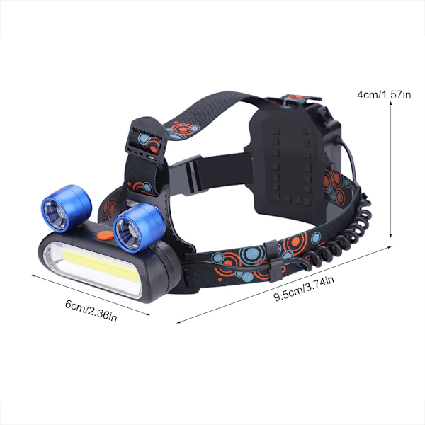 150000LM 2*LED COB Ladattava 2*18650 otsalamppu Pää USB-valo Taskulamppu (sininen)
