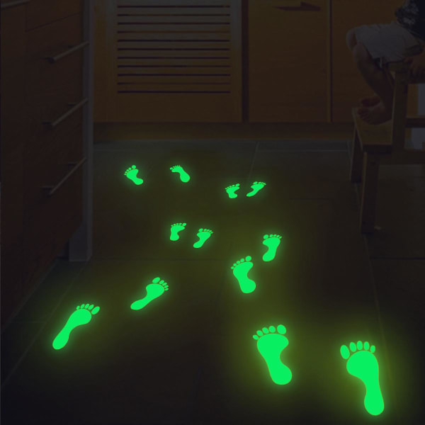 Glow in the Dark Footprint-klistremerker, Fargerike Glow in the Dark Footprint-klistremerker for glatte gulv, fliser.