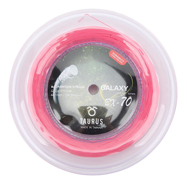 POWERTI BX70 Badmintonracketsträngar Hög Elastisk Nylon Badmintonracketsträng 0,7mm Badmintonsträng 200m Rulle Rosa