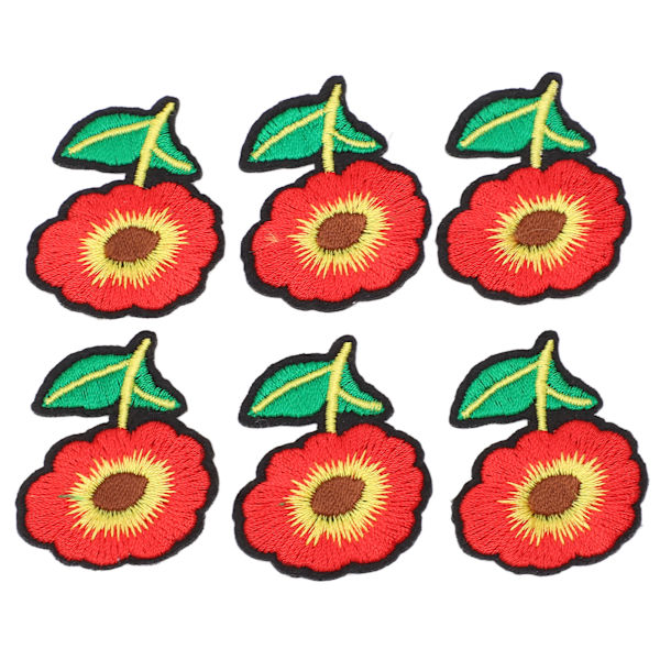 6 stk. strygemærker rødt blomsterdesign sikker vaskbar slidstærk bomuld bred anvendelse strygemærker til skjorte jeansjakke