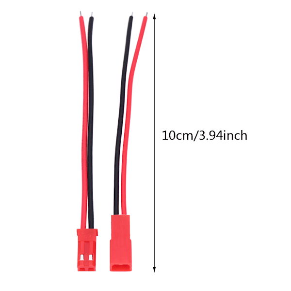 20 kpl JST-urosjohtoja, 20 kpl JST-naarasjohtoja, 24 AWG 2-nastainen liitäntäjohto RC Lipo-akulle