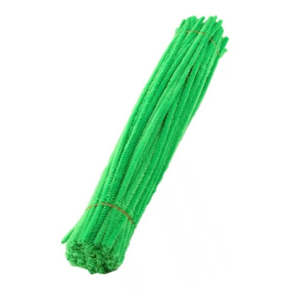 100 stk Rørrensere Fleksibel bøjelig ren farve polyester chenille stilke DIY børns tidlige uddannelse håndlavet legetøj grønt
