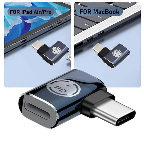 U2-058-LT017 Vinklet Design USB-C Hann til 8Pin Hunn Konverterer 480 Mbps Dataadapter for iPhone