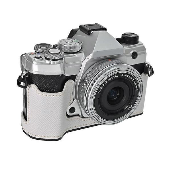 For Olympus OM-5 Camera Case Battery Opening Palm Texture PU Leather Half Body Bottom Protection - Grey