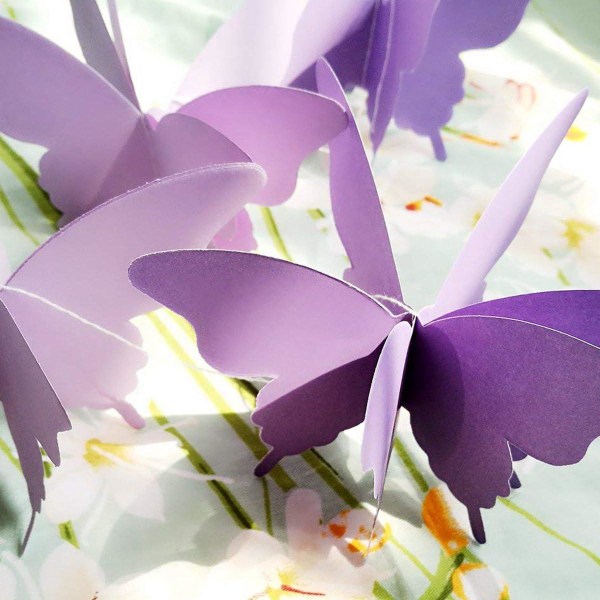 Viiden 3 metrin perhosseppele 3D Paperi Värilippu Juhlasisustus Häät Baby shower Kodinsisustus Violetti