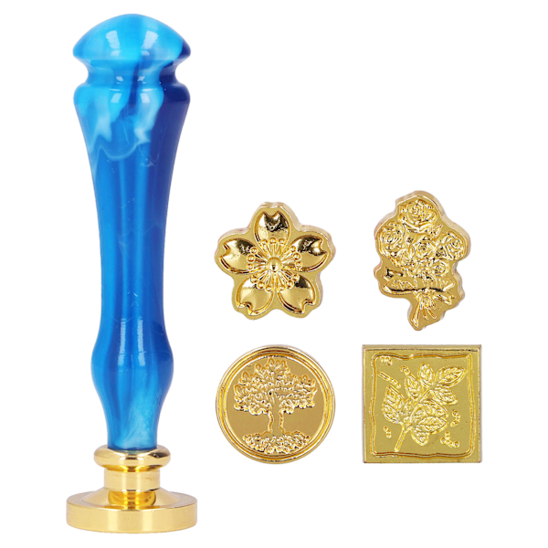 Vaxstämpel Sigill 4 Stämplar Retro Klassisk Design Tydligt Mönster Enkel Installation Bred Användning Vax Sigill Stämpel Kit Stjärna Blå