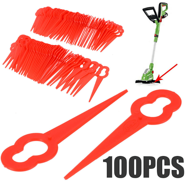 100Pcs Lawnmower Blade Replacement Grass Trimmer Plastic Blades