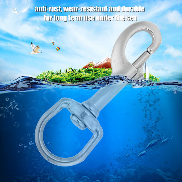 316 rustfritt stål enkelthode krok Swivel Eye Snap Scuba Diving Accessory (90MM, hvit)
