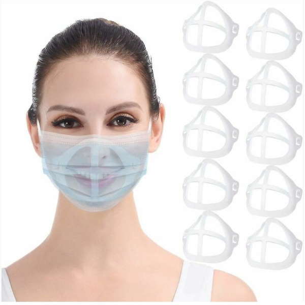 10-pack silikon 3D maskfäste inre stödram, återanvändbar maskhållare näskuddar