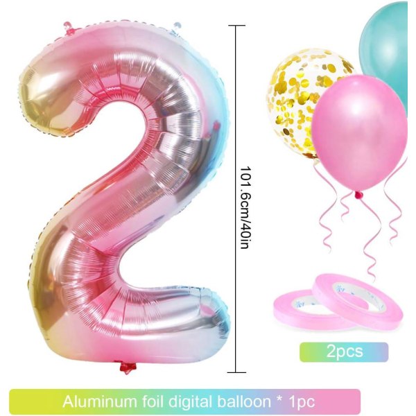 2. syntymäpäivä tytön ilmapallo, 2. syntymäpäivä, vaaleanpunainen numero 2 ilmapallo, syntymäpäiväkoristelu, hyvää syntymäpäivää ilmapallo, 2. syntymäpäivä tytön juhlakoriste