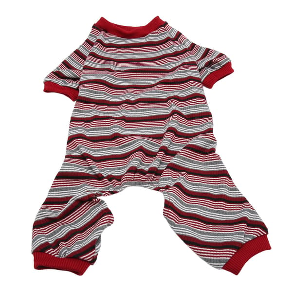 Hundpyjamas Mjuk Stretchig Maskintvättbar 4-bent Randig Valp Pullover Sovkläder för Vår Hemma S