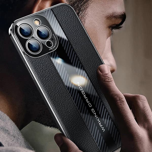 Real Leather Case Compatible With iPhone 14 Pro Max/14 Pro, Ultra-Thin Hard Bumper Protection With Camera Protection