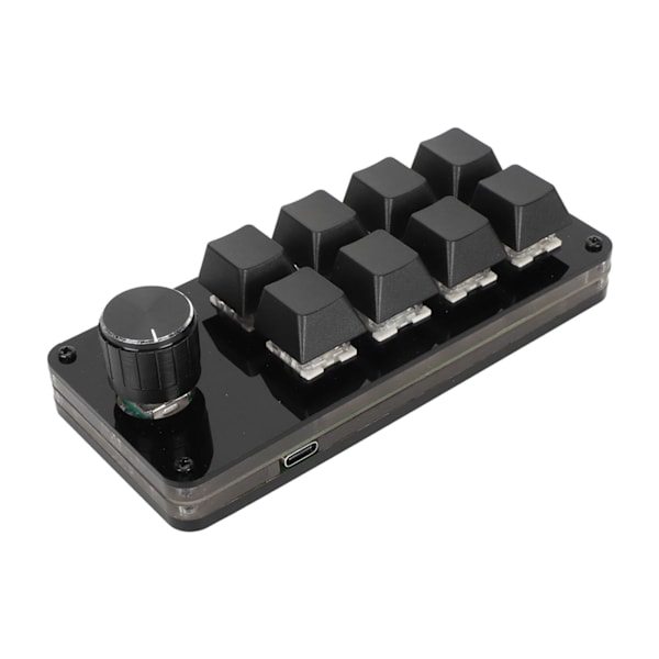 Mini 8-Tastatur med Knott, Tilpassbar Programmering, Hot Swappable Blå Bryter, Tastaturkabelseparasjon, Makro Mekanisk Tastatur