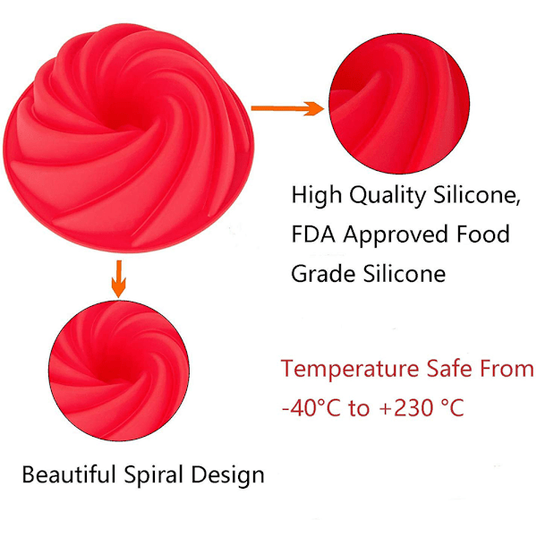 Silikonespiraldesignforme 9 tommer non-stick kageform 3D brød kageform DIY stor bageform bageværktøjer