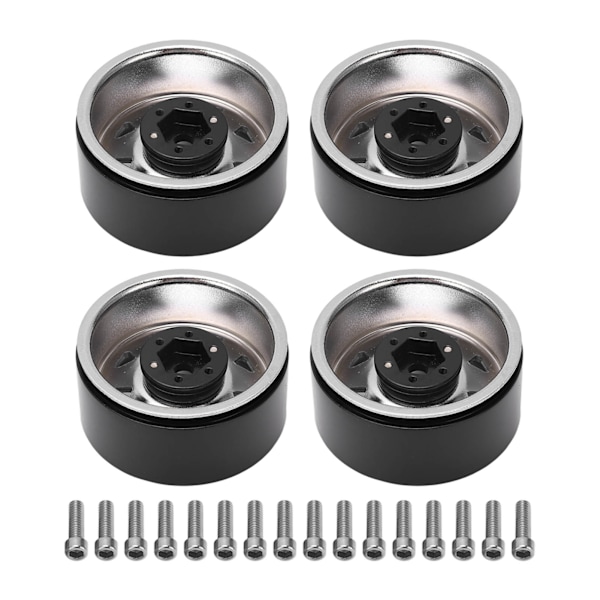 4 st RC-bil Hjulnav 1.9 tum Slitstark Järn RC Crawler Hjulfälgar Navbyte för Axial Silver
