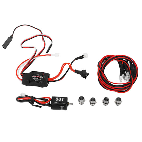 30A ESC Harjattu Sähköinen Nopeussäädin 030 88T Harjattu Sähkömoottorisetti 2 Valkoisen ja 2 Punaisen LED-Valon kanssa RC-Autolle ja -Veneelle