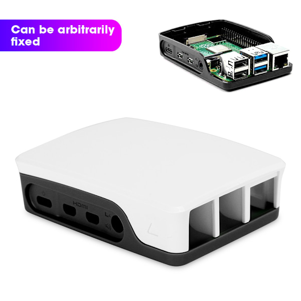 ABS Kabinet Sort Hvid Passer til Raspberry Pi 4B Beskyttende Skal Sort Hvid
