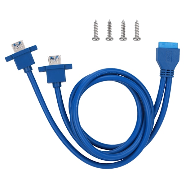 USB3.0 19PIN TILL 2AF Frontmoderkort Panelmonteringskabel med Skruvhål (0,8 m)