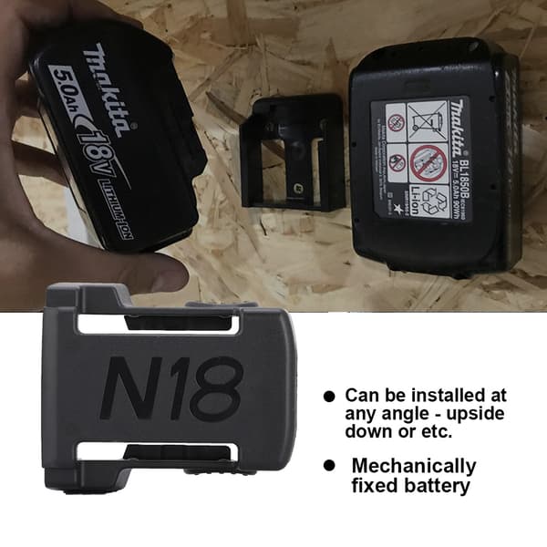 Batteriholder passer til Milwaukee 18v batterier holder/under hyldemontering (5 stk.)