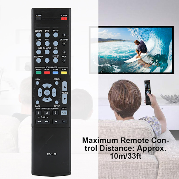 ABS Slitstark Svart Effektförstärkare Kontroller Fjärrkontroll Ersättningstillbehör för DENON RC-1169