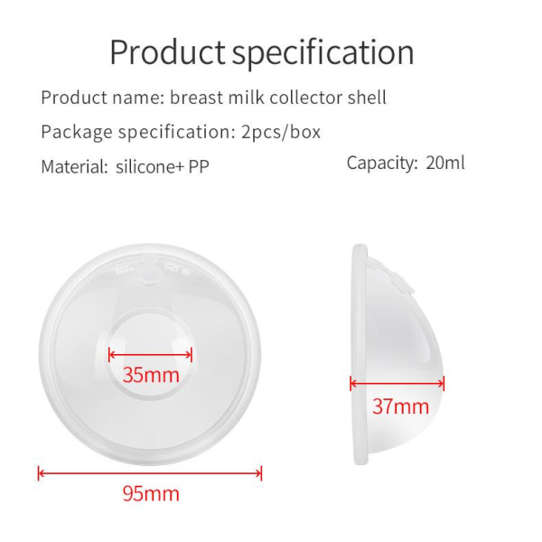 2-pack bröstmjölksuppsamlare Bärbar bröstmjölksuppsamlare för gravida efter förlossning spillsäker återanvändbar