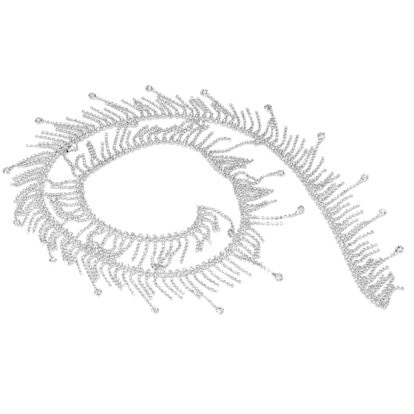 Rhinestone Fringe 1 Yard Elegant Stil Mycket Tålig Utsökt Glansig Miljövänlig Rostfri Allmänt Använd Rhinestone TrimRund Rhinestone