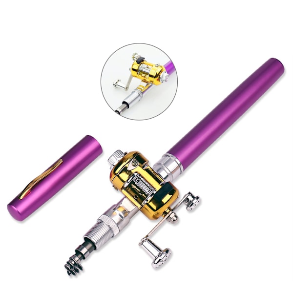 Penna fiskespö Combo Set Mini Bärbar Pocket Fiskespö Penna Bärbar Teleskopisk Fiskespö Grön