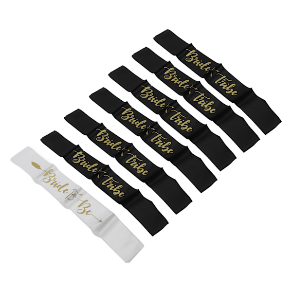 8 st Brud Brudtärna Skärp Guld Bokstäver Allergivänligt Material Bröllop Bride to Be Skärp Set för Bröllopsfester Svart Vit