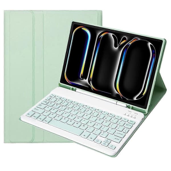 A13B Leather+TPU Tablet Case Bluetooth Keyboard Case with Pen Holder for iPad Pro 11 (2024)