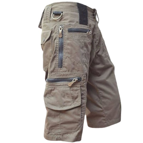 Multi-Pocket Relaxed Fit Straight Cargo Shorts - Streetwear XL Light Brown