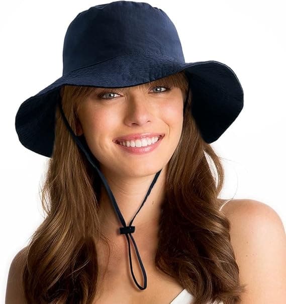 Waterproof Sun Hat UPF 53+ Bucket Hat UV Protection Navy Blue