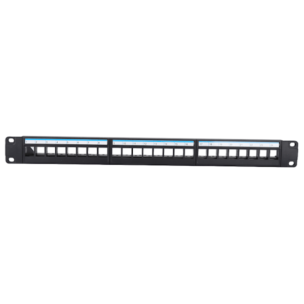 19-tommers 24-porters monterbar data patch panel CAT6 nettverkskabel rack (moduler ikke inkludert)