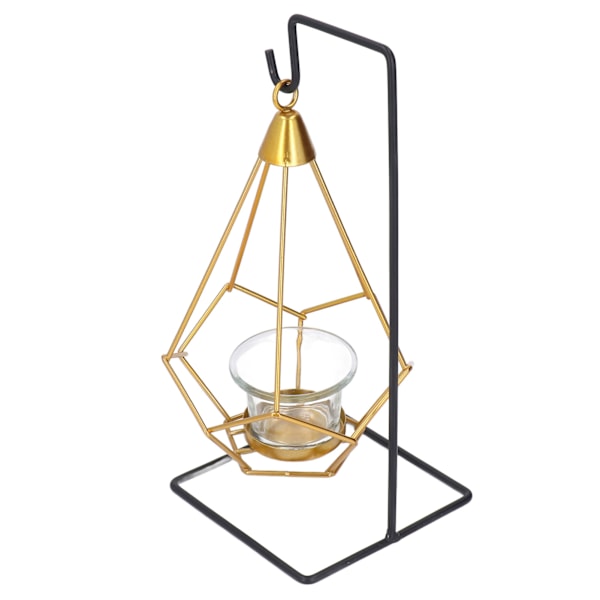 Guld Ljusstake Hållbar Metall Glas Elegant Romantisk Atmosfär Brett Använd Metall Ljusstake för Hem Kontor Bar